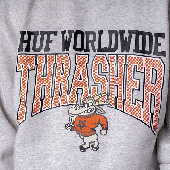 Mikina HUF × Thrasher Candlestick Crewneck Athletic Heather