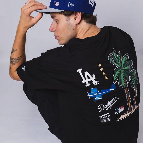 Triko New Era MLB City Oversized Tee Los Angeles Dodgers Black / White