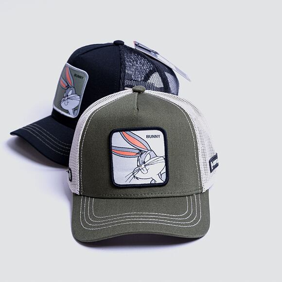 Kšiltovka Capslab Trucker - Looney Tunes - Bugs Bunny - Olive / White