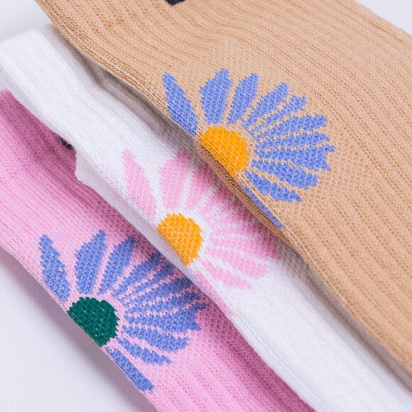 Ponožky Karl Kani Signature Flower 3-Pack Socks white/sand/pink