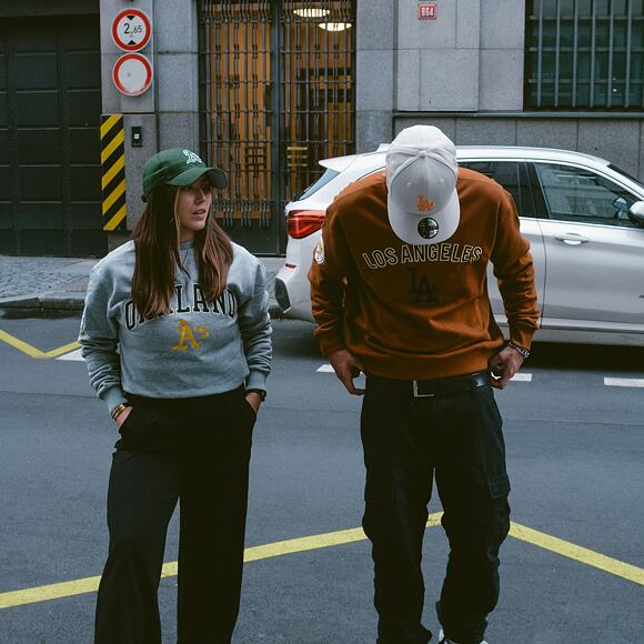 Mikina New Era MLB Large Logo Oversized Crewneck Los Angeles Dodgers Cooperstown Toasted Peanut / Na