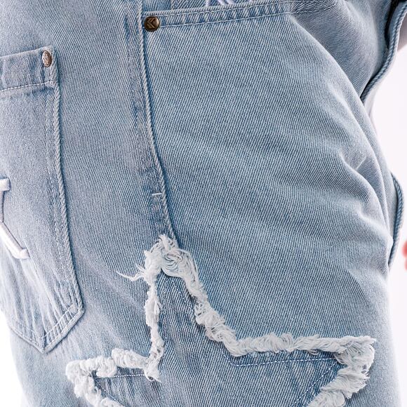 Džíny Karl Kani OG Baggy Five Pocket Paintsplatter Denim Bleached blue/white