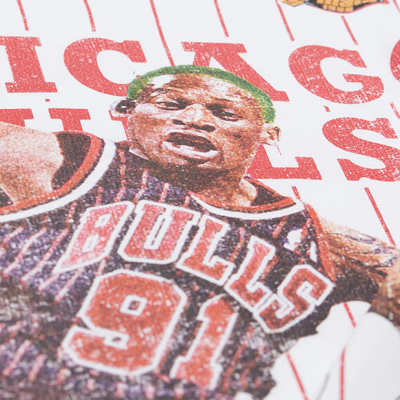 Triko Mitchell & Ness - NBA Playmaker Player Ss Tee Vintage Logo - Chicago Bulls - White
