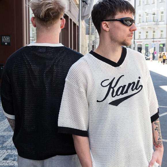 Triko Karl Kani - Cursive Varsity Crochet Boxy T-Shirt - White