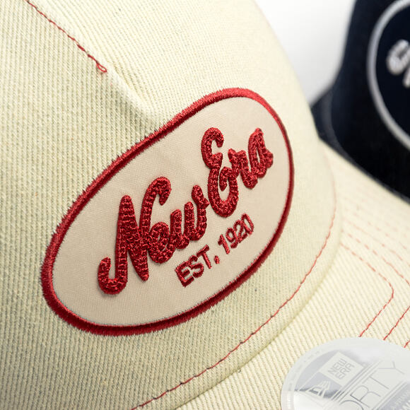 Dámská Kšiltovka New Era - Branded Denim Oval Logo 9FORTY M-CROWN A-Frame Trucker - Cream