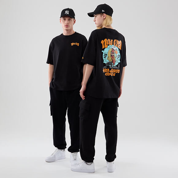 Triko New Era - Branded Food Character Oversized Tee - Black
