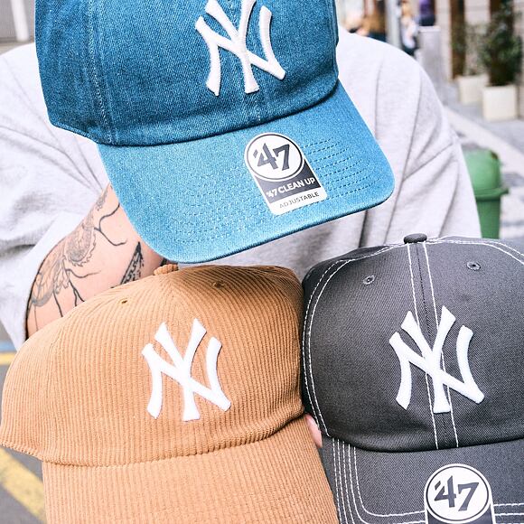 Kšiltovka '47 Brand - MLB Thick Cord CLEAN UP - NY Yankees - Camel