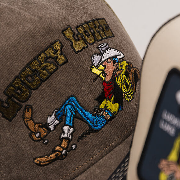 Kšiltovka Capslab - Lucky Luke A-Frame - Bullet Holes Distressed - Olive
