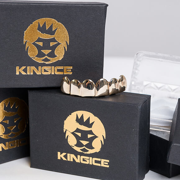 Pozlacené zuby King Ice Gold Plain Top Grillz