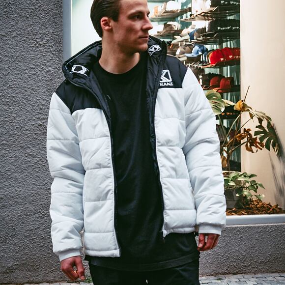 Bunda Karl Kani OG Hooded Block Puffer Jacket White/Black 6076499