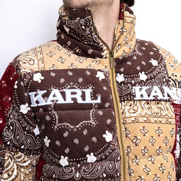 Bunda Karl Kani 6076775 KK Retro Paisley Corduroy Puffer Jacket Sand/Brown KM214-047-1