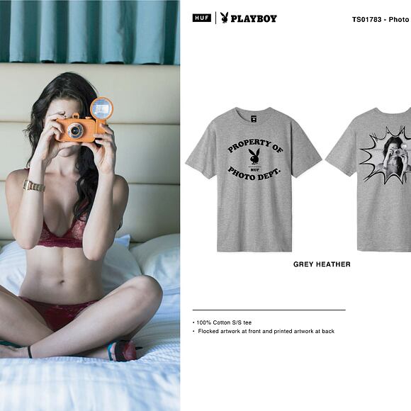 Triko HUF Playboy Photo Dept T-Shirt Grey Heather