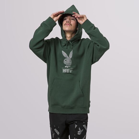 Mikina HUF Playboy Rhinestone Hoodie Forest Green