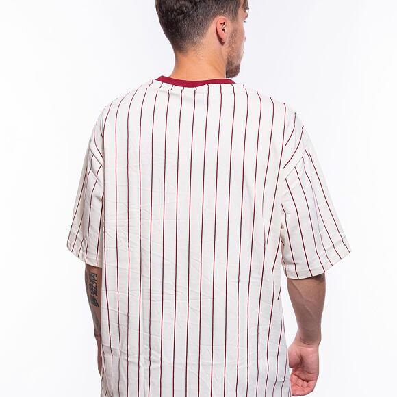 Triko New Era Pinstripe Oversized Tee Off White / Cardinal