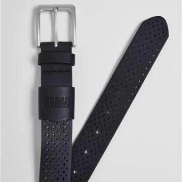 Pásek Urban Classics Synthentic Leather Perforated Belt - Black