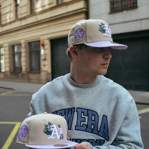 Kšiltovka New Era 9FIFTY MLB Floral Oakland Athletics Retro - Stone / Pastel Lila