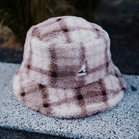 Klobouk Kangol - Faux Fur Bucket - Beige Multi Plaid