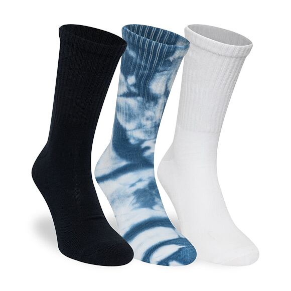 Ponožky New Era - Tie dye Crew Socks 3pk - White / Navy