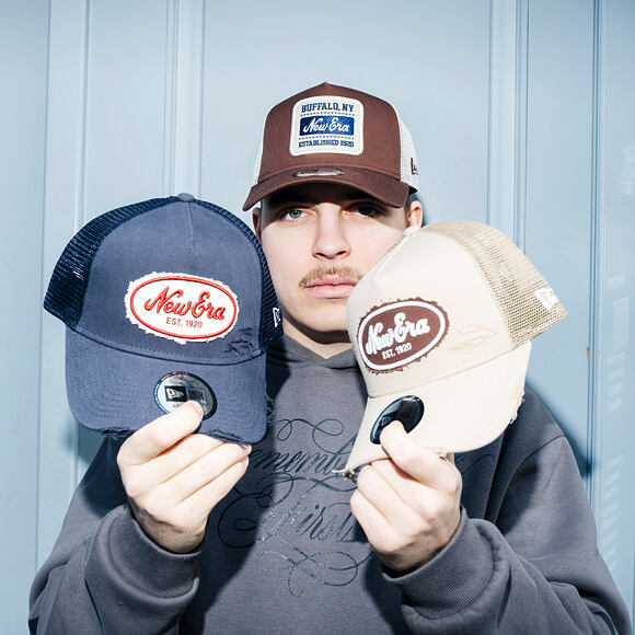Kšiltovka New Era - Branded Oval Canvas Distress 9FORTY Trucker - Camel