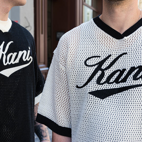 Triko Karl Kani - Cursive Varsity Crochet Boxy T-Shirt - Black