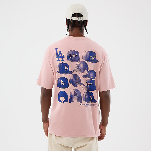 Triko New Era - MLB Cap Graphic Oversized Tee - LA Dodgers - Pink Rouge