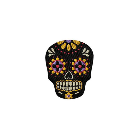 Nažehlovačka Monoquick - Lebka Los Muertos černo-žlutá 3,6 x 3 cm