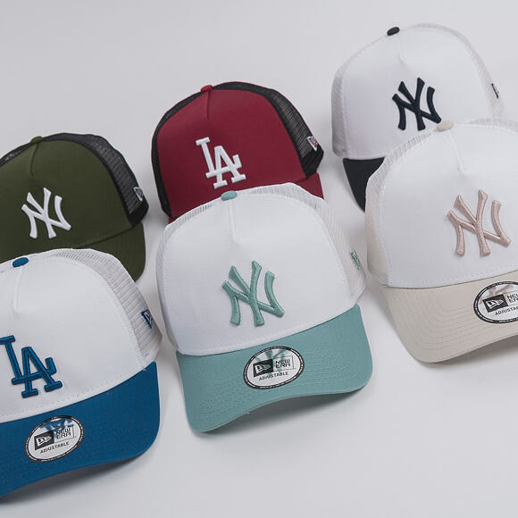 Kšiltovka New Era League Essential Los Angeles Dodgers 9FORTY A-FRAME TRUCKER Optic White / Snap S
