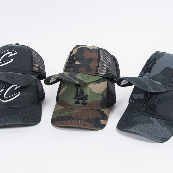 Dětská Kšiltovka New Era Trucker Washed Camo Cleveland Cavaliers 9FORTY Youth Marine Navy Camo Snapb