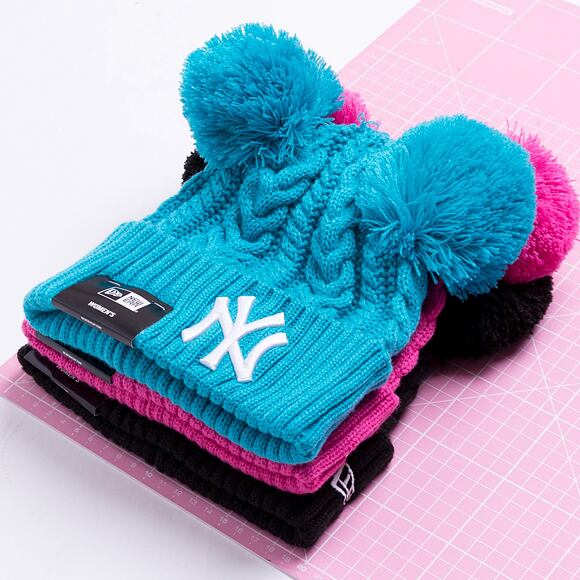 Dámský kulich New Era MLB Womens Double Pom Cuff Knit New York Yankees Pink
