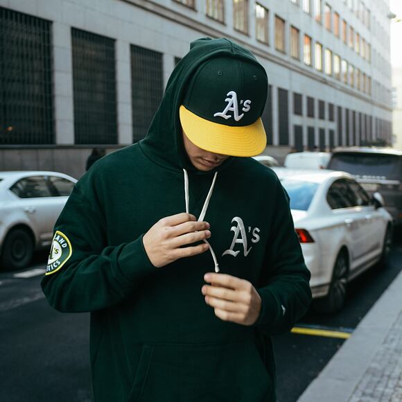 Mikina New Era Heritage Oversized Hoody Oakland Athletics Dark Green / Off White