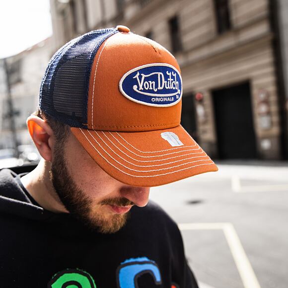 Kšiltovka Von Dutch Boston Trucker Cotton Twill Orange/Navy