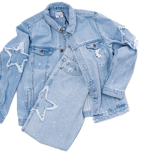 Džínová bunda Karl Kani OG Paintsplatter Denim Trucker Jacket Bleached blue/white