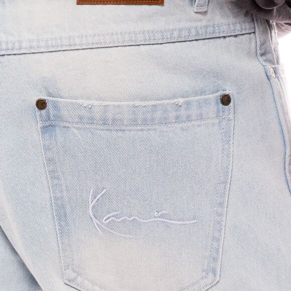 Džíny Karl Kani Small Signature Baggy Five Pocket Heavy Distressed Denim blu