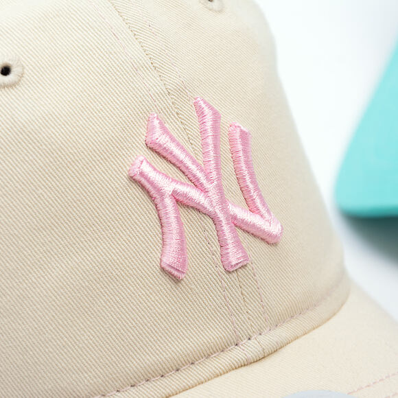 Dámská Kšiltovka New Era - MLB Contrast Stitch 9TWENTY - NY Yankees - Cream / Pink