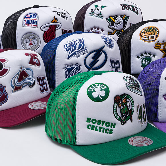 Kšiltovka Mitchell & Ness - Gridlock Trucker - Boston Celtics - White