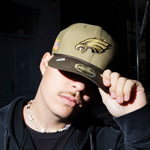 Kšiltovka New Era - NFL25 "Salute to Service" - 9SEVENTY Stretch-Snap - Philadelphia Eagles