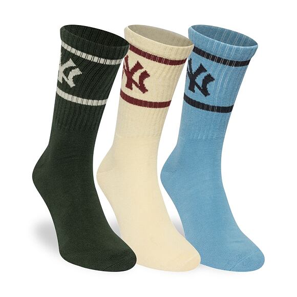 Ponožky New Era - MLB Crew Socks 3pk - NY Yankees - Green / Cream / Blue