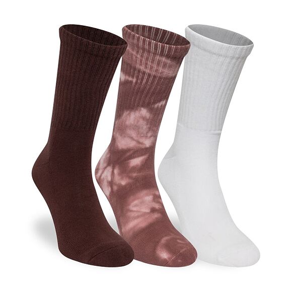 Ponožky New Era - Tie dye Crew Socks 3pk - Brown / Tie Dye / White