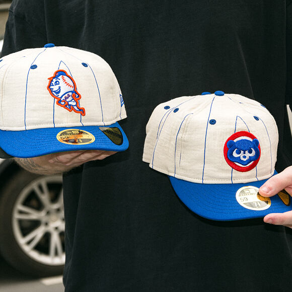 Kšiltovka New Era - MLB Retro Linen Pinstripe 59FIFTY Retro Crown - NY Mets - Mr. Met - Off White