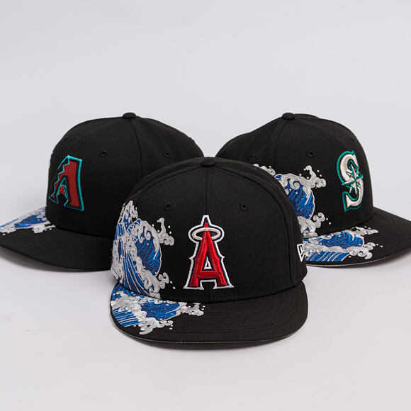 Kšiltovka New Era - MLB "Tidal Wave" 59FIFTY - Anaheim Angels - Black