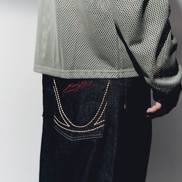 Triko s dlouhým rukávem Karl Kani - Stencil Mesh Boxy Longsleeve - Olive