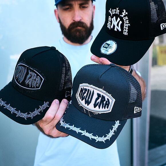 Kšiltovka New Era - MLB Wordmark 9FORTY A-Frame Trucker - NY Yankees - Black