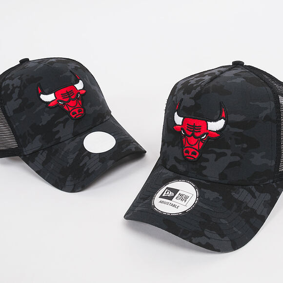 Dámská Kšiltovka New Era Camo Team Aframe Trucker Chicago Bulls 9FORTY Black Camo Snapback