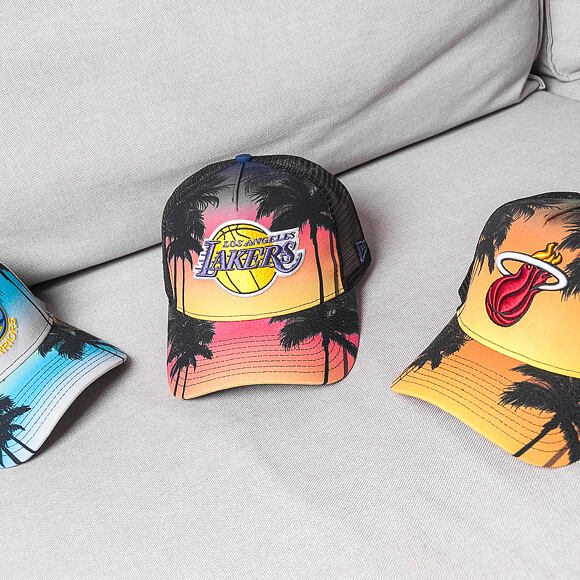 Kšiltovka New Era Coastal Heat Trck Golden State Warriors 9FORTY A-FRAME TRUCKER Sky Blue / Cyber