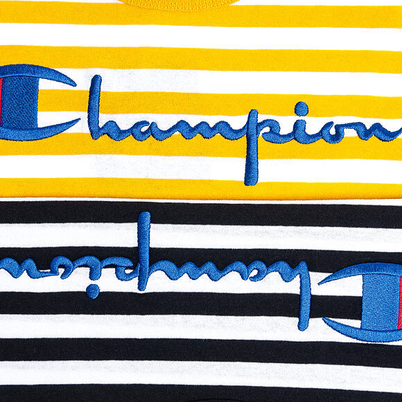 Triko Champion Crewneck T-Shirt Classic Logo Stripe Black/White 212972 KM006