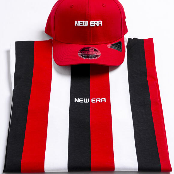 Triko New Era Contemporary Stripe Black/White/Scarlet