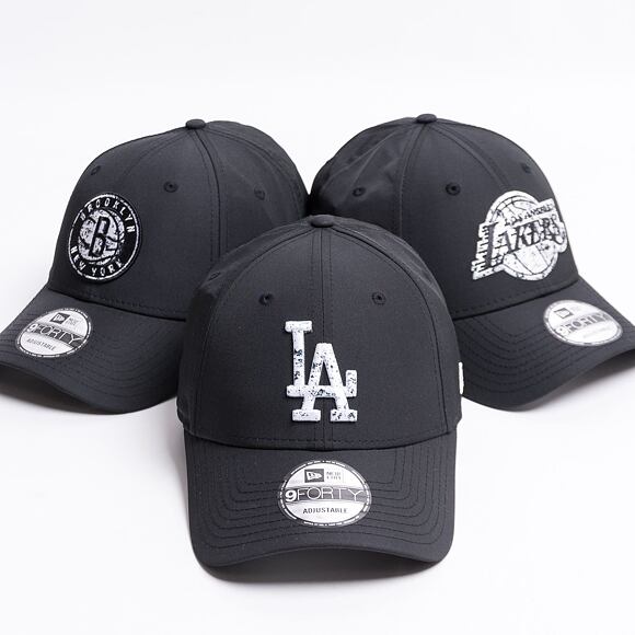 Kšiltovka New Era 9FORTY Black & White Los Angeles Dodgers Strapback Black