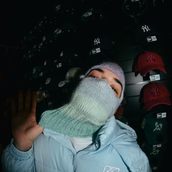 Custom made pletená Balaclava kukla - Cloudy Teal