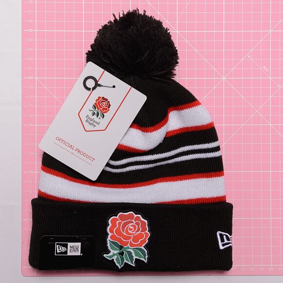 Kulich New Era Stripe Bobble Beanie RFU Black / Scarlet / White