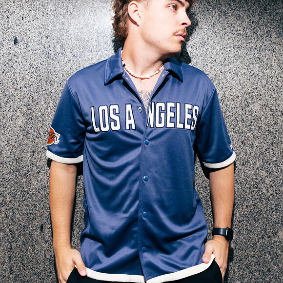 Dres New Era - NBA Button Jersey Shirt - LA Lakers - Muted Indigo
